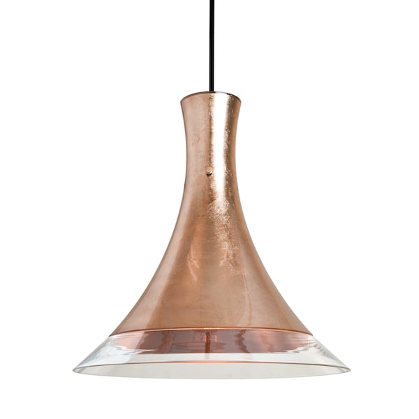 Besa Lighting Rio Cord Pendant, Copper Foil/Clear, Black Finish, 1x60W Incandescent 1JT-RIOCF-BK - main